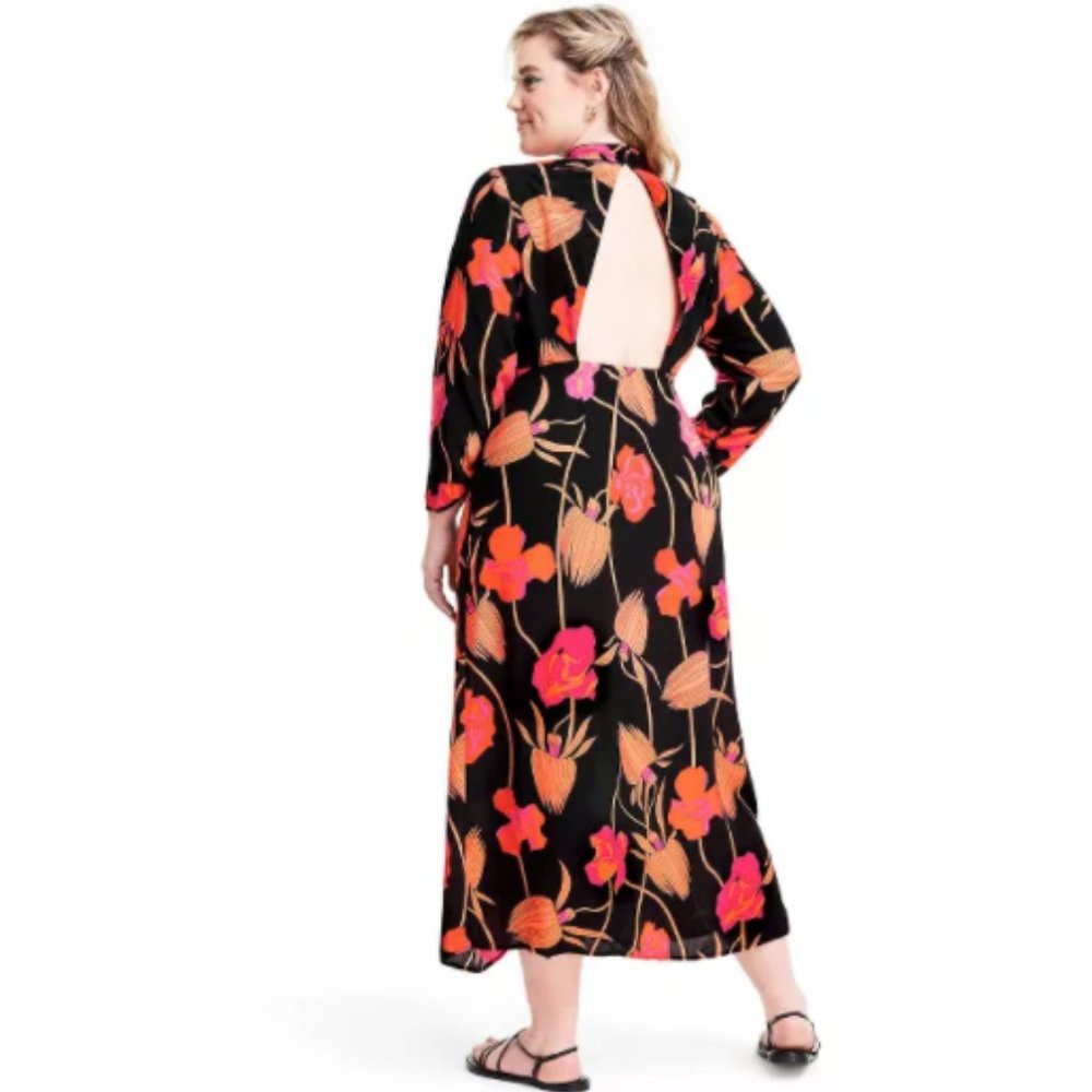 Floral Open Back Cascade Ruffle Dress - Picture 2 of 5